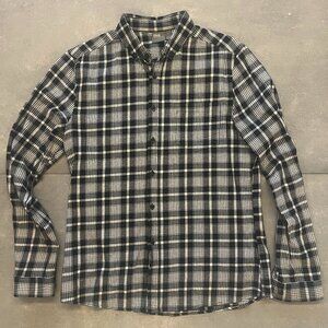 ASOS Black & White Plaid Long Sleeve Flannel Button Up Size MEDIUM